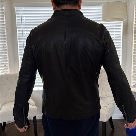 John Varvatos Black Lambskin Leather Jacket - Picture 7 of 9